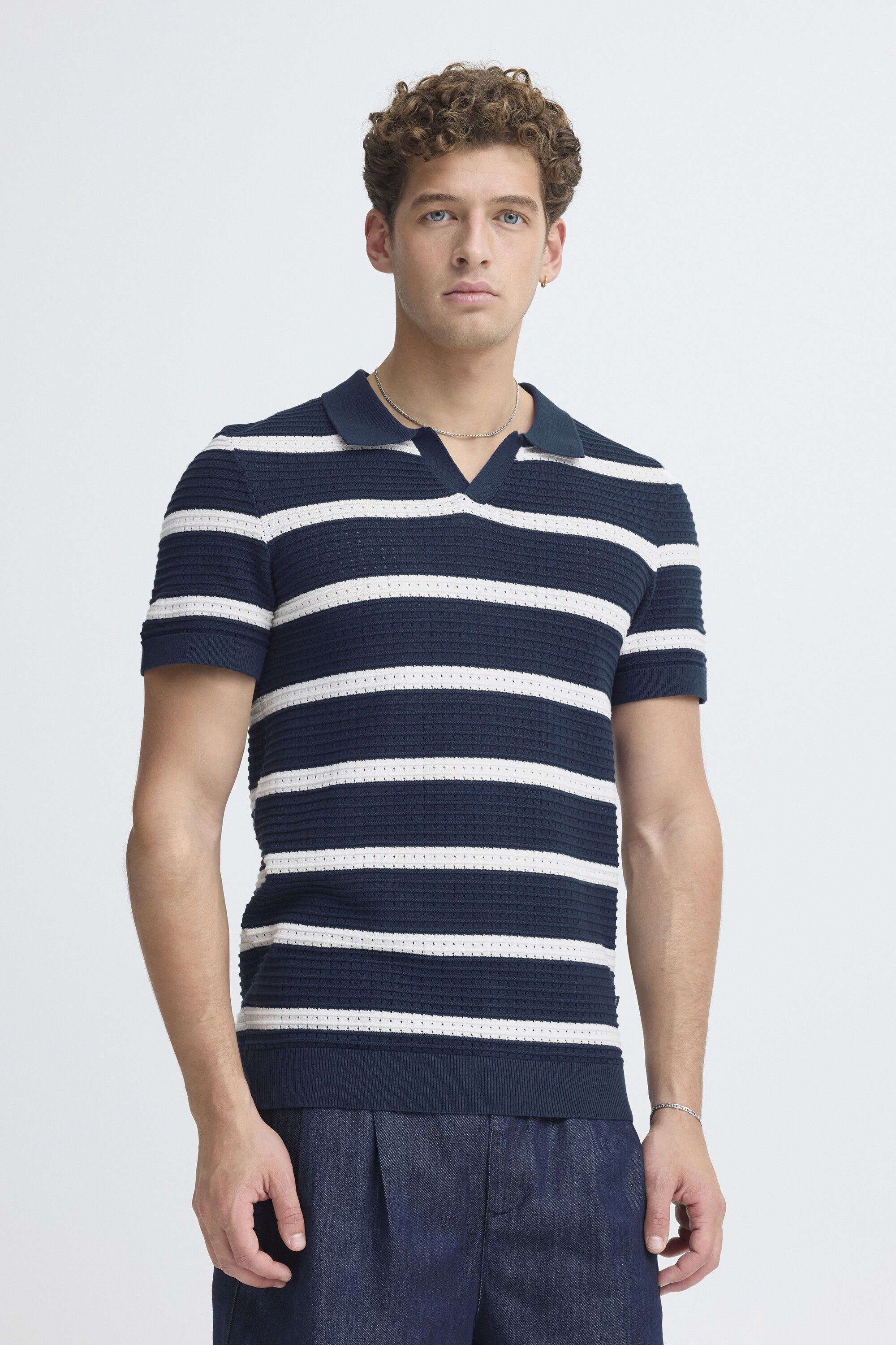 CFDAHLIN SS STRIPED POLO KNIT