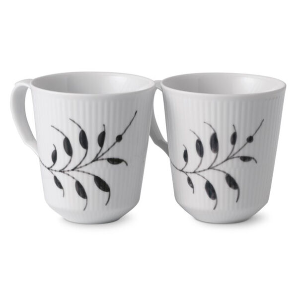 Black Fluted Mega Cups 38cl 2PK