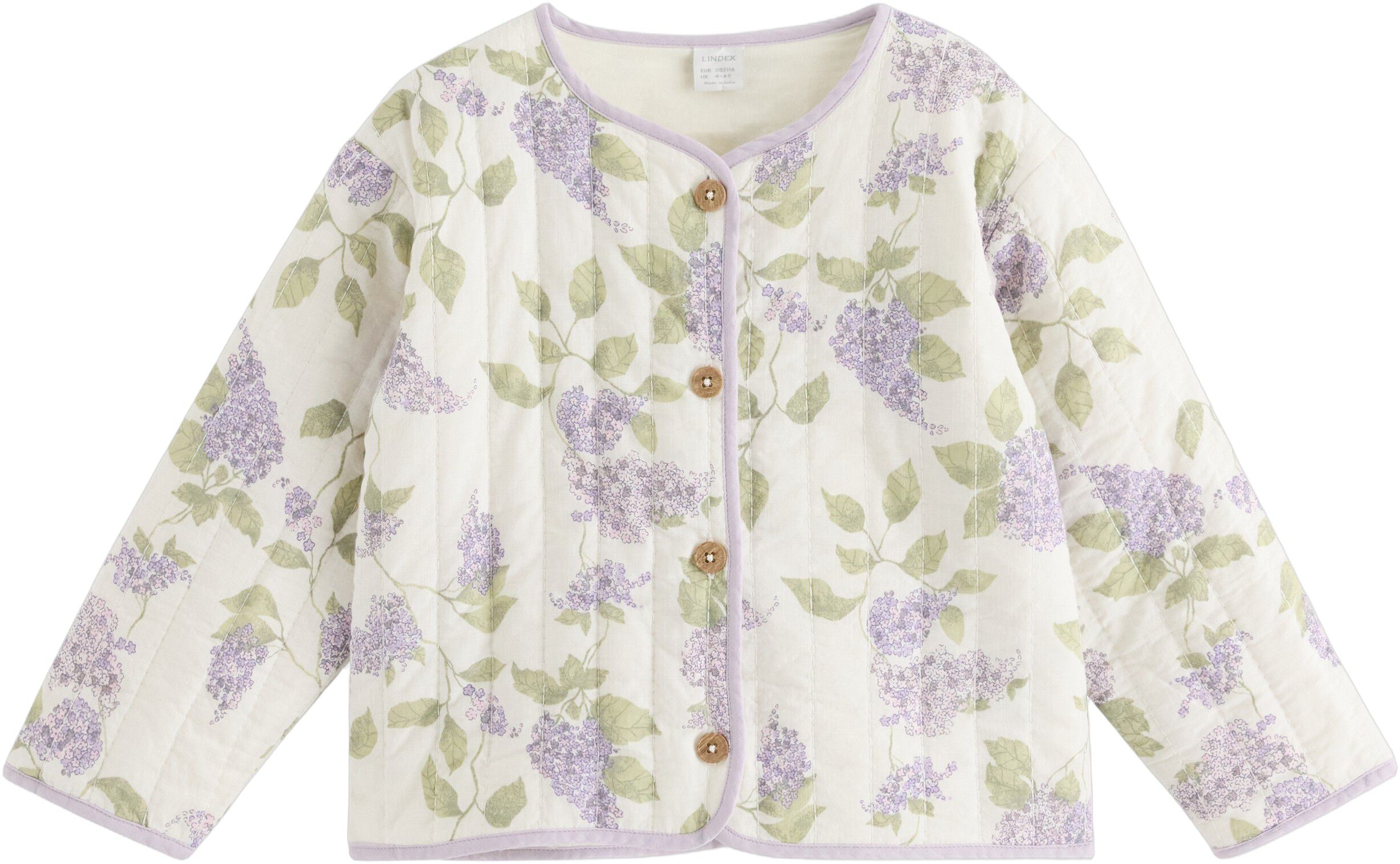 Jacket in quilted material with but