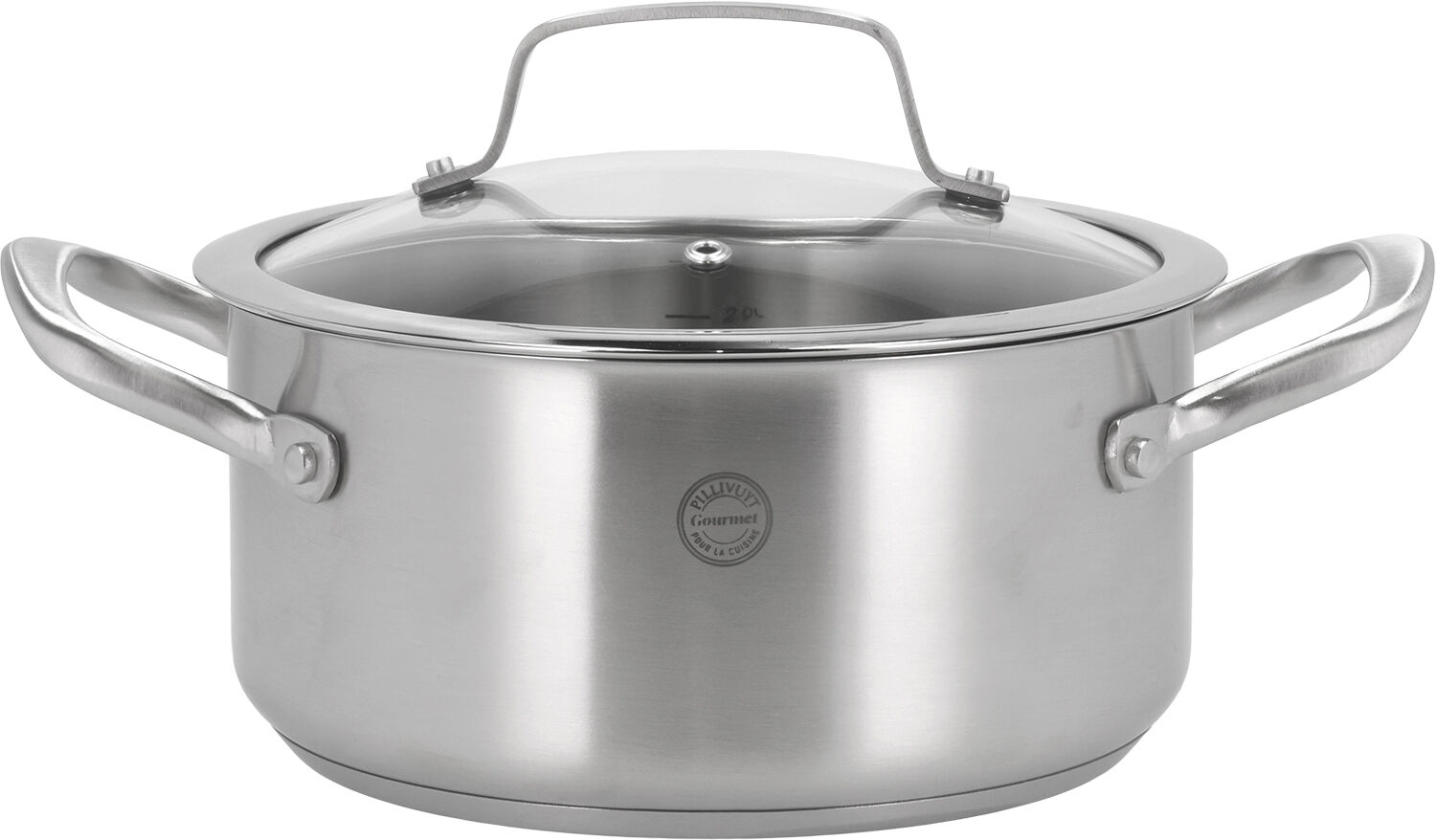 Gryte med glasslokk Roya 3 liter 20 cm Rustfritt st&aring;l