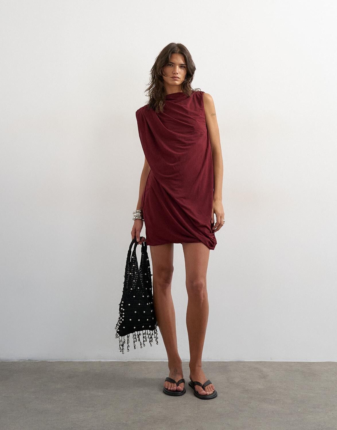 Tsolena Sl Mesh Draped Mini Dress Jrs