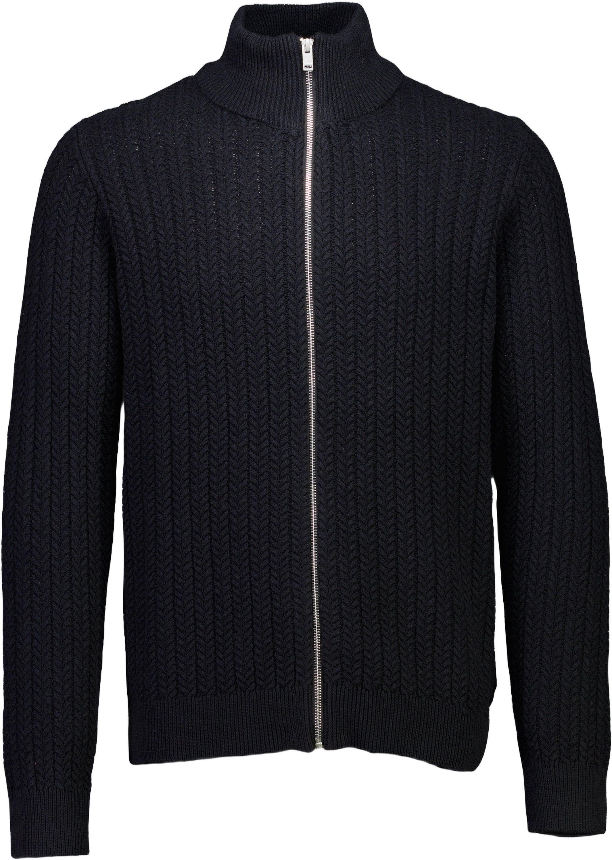 Recycle cabel knit zip cardiga