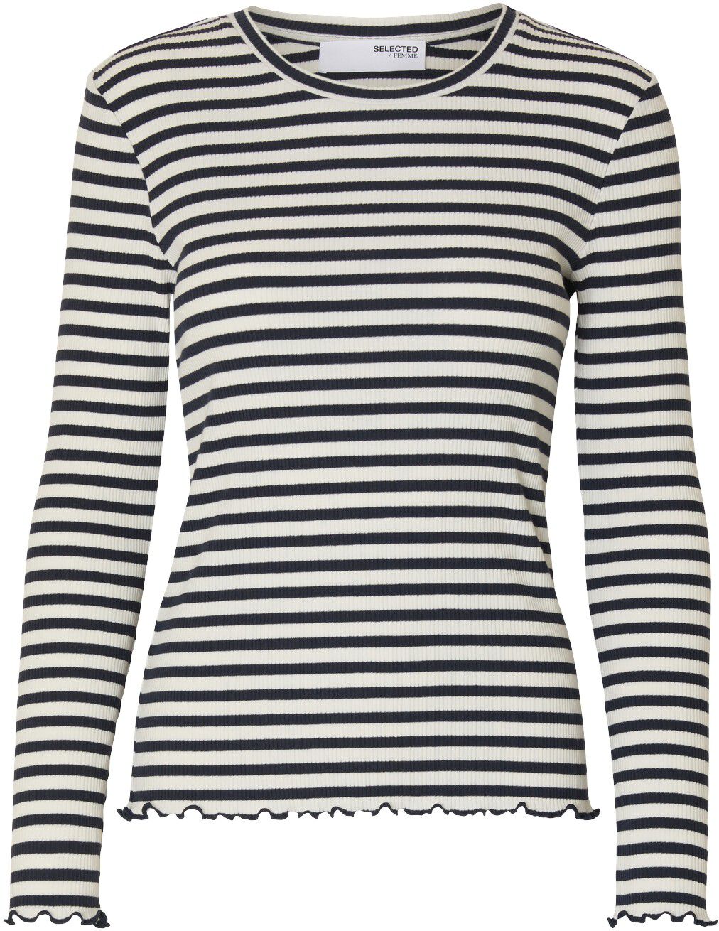 SLFANNA LS CREW NECK TEE STR NOOS