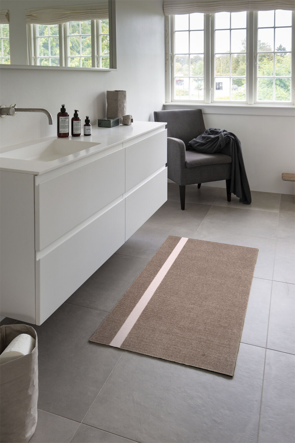 L&oslash;ber, 67x120 cm, stripe vertical sand/dusty rosa