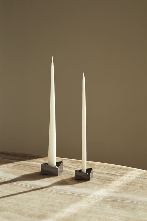 STOFF Nagel reflect candle holder, small - black chrome/sort