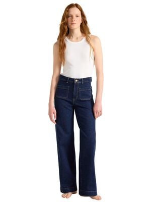 Jeans med h&ouml;g midja i bomullsdenim