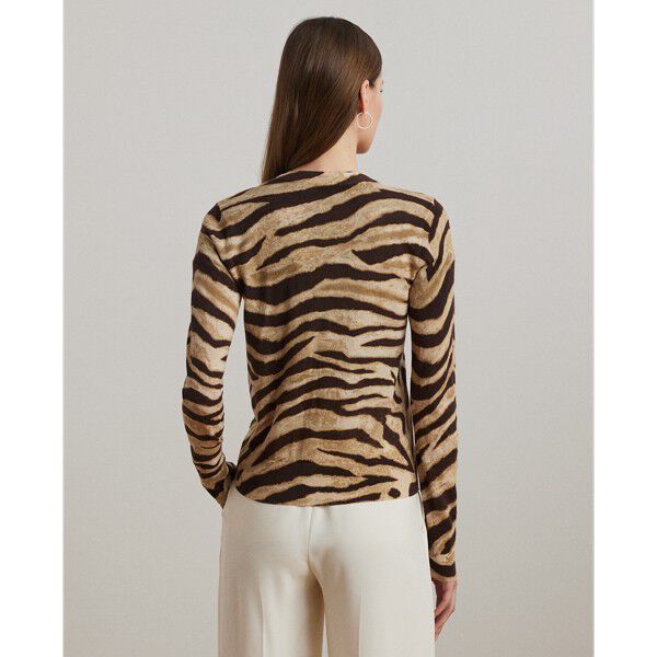 Zebra-Print Linen-Cotton Cardigan