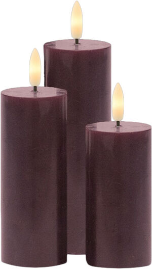 Sille Genopladelig 3 stk sæt, Ø5xH10/12,5/15cm, Bordeaux