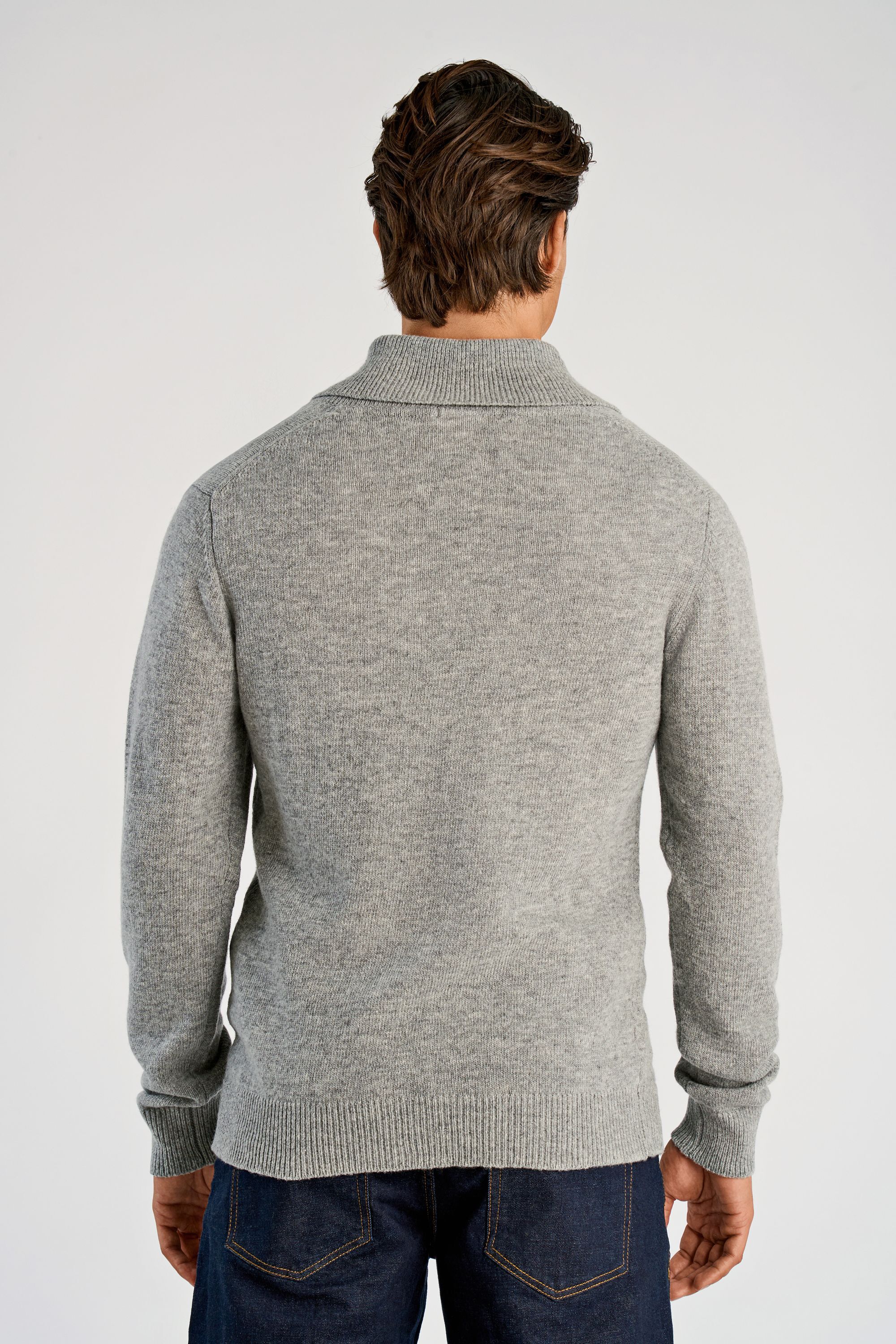 Lambswool shawl collar knit