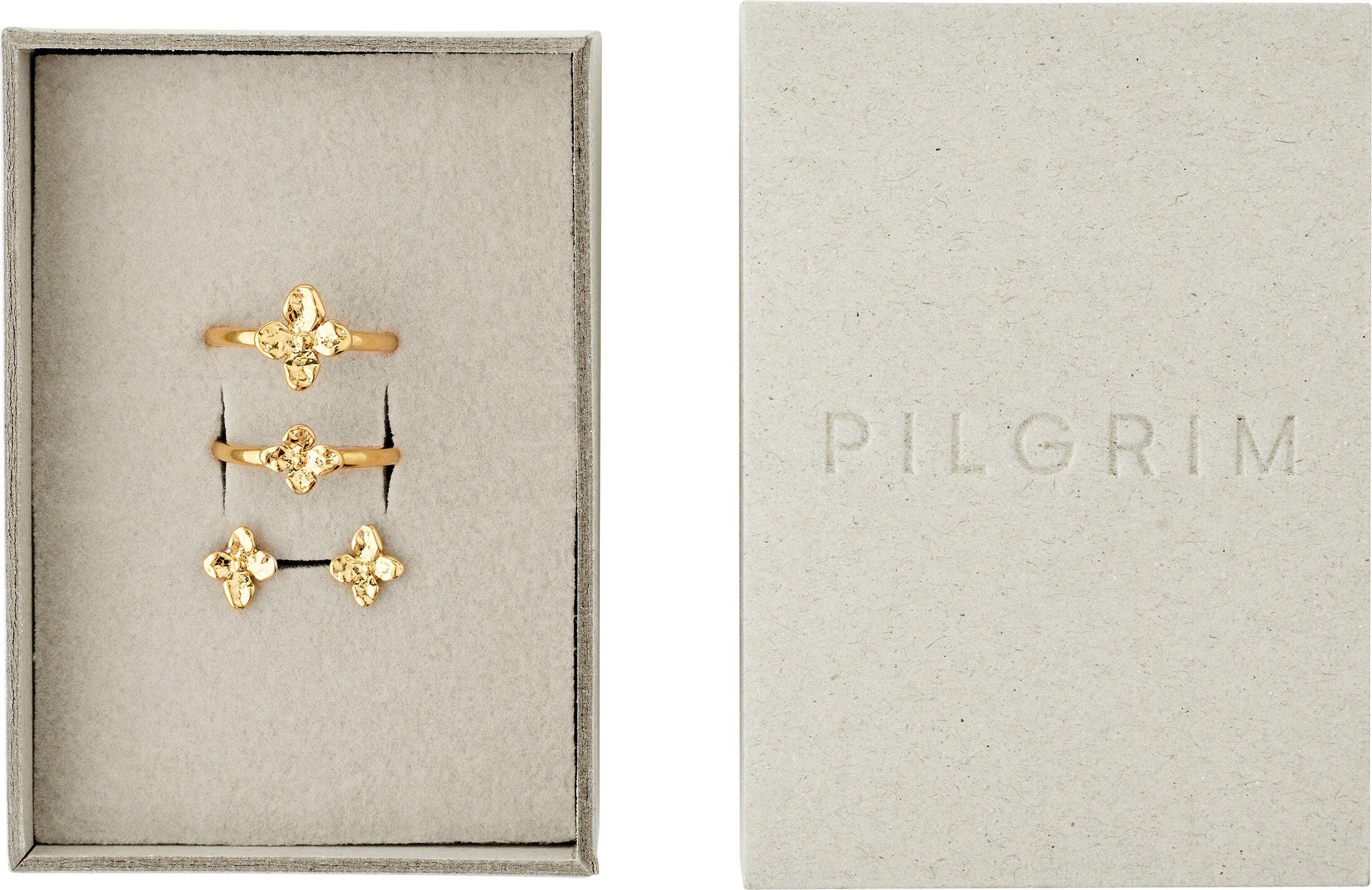 SANINE gift set, rings & earstuds, gold-plated