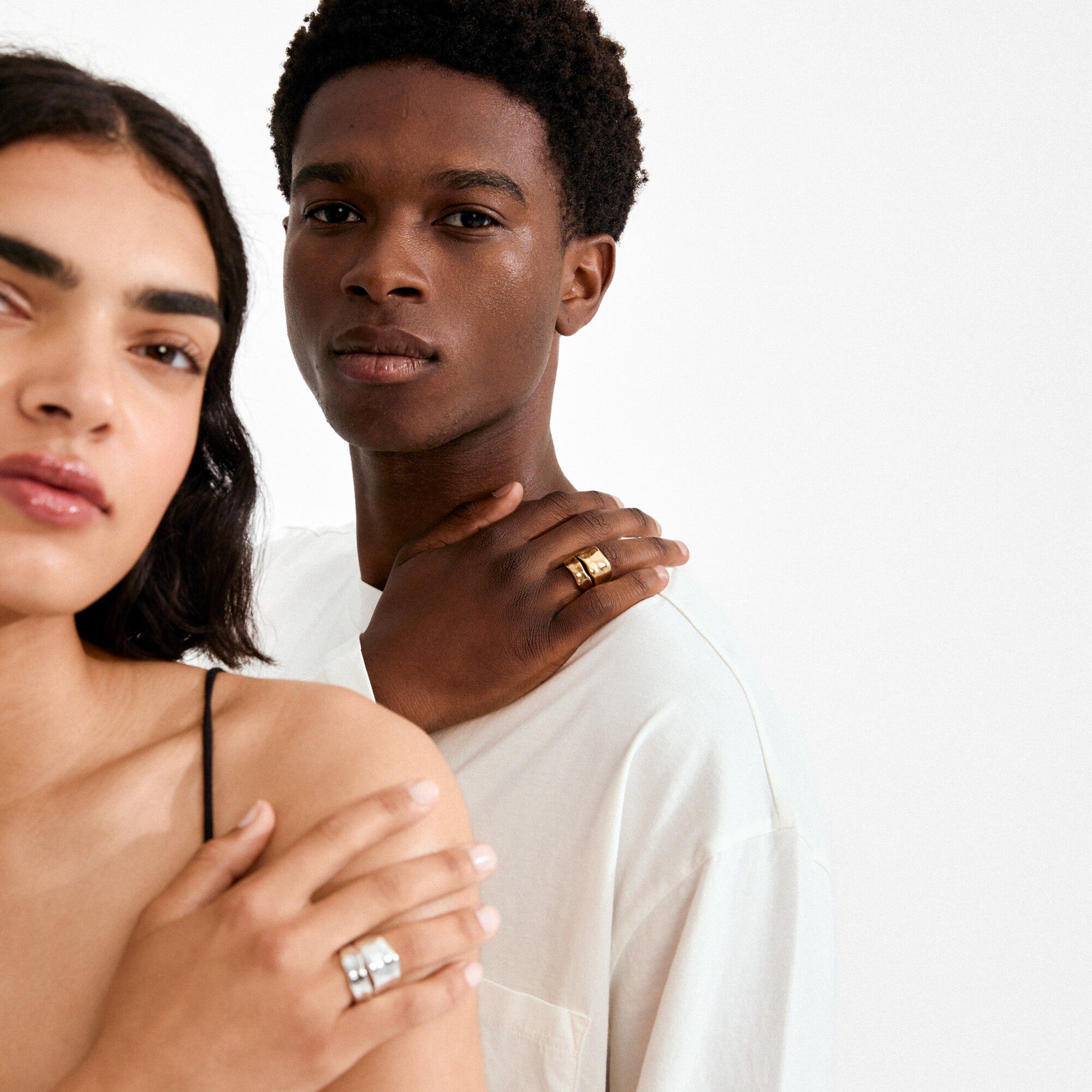 EMBER ringe 2-i-1 s&aelig;t, guldbelagt