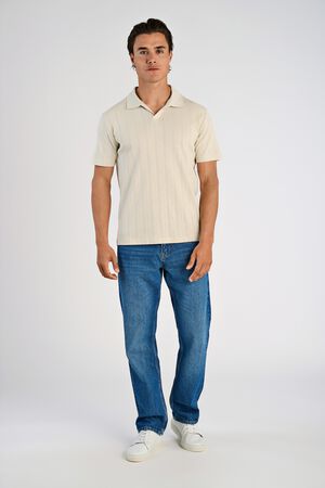 Jacquard v-neck polo S/S