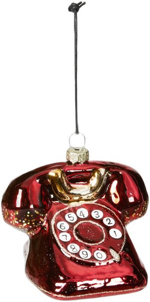 Julekugle telefon 8x9x7cm glas