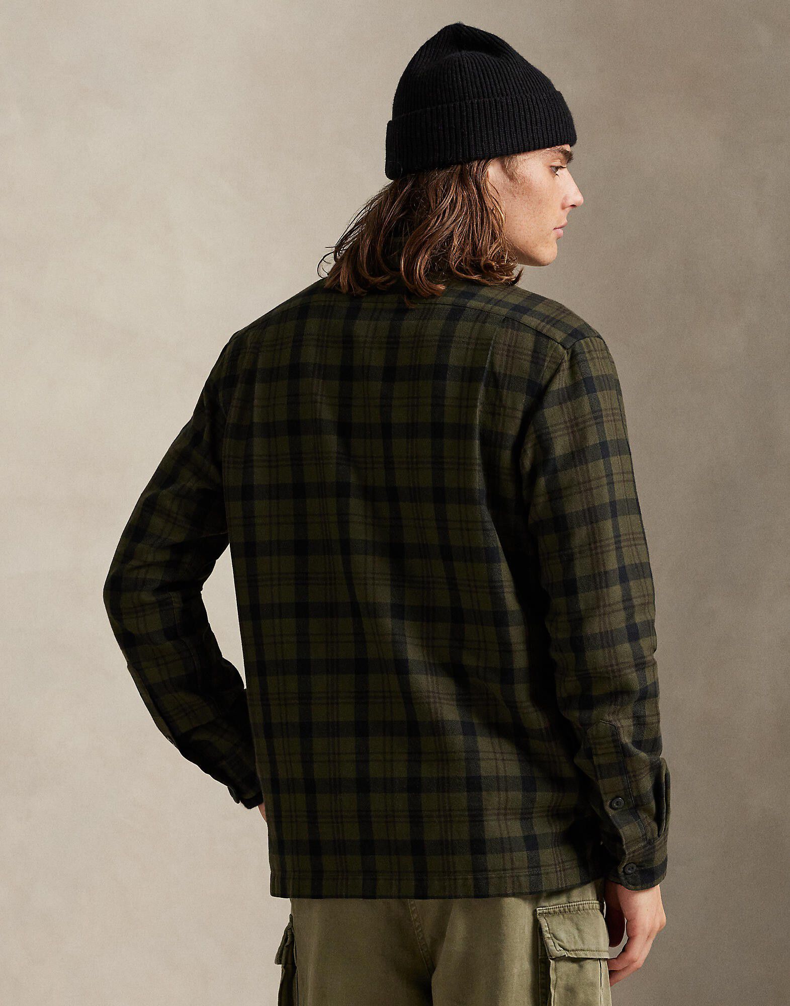 Classic Fit Plaid Flannel Camp Shirt