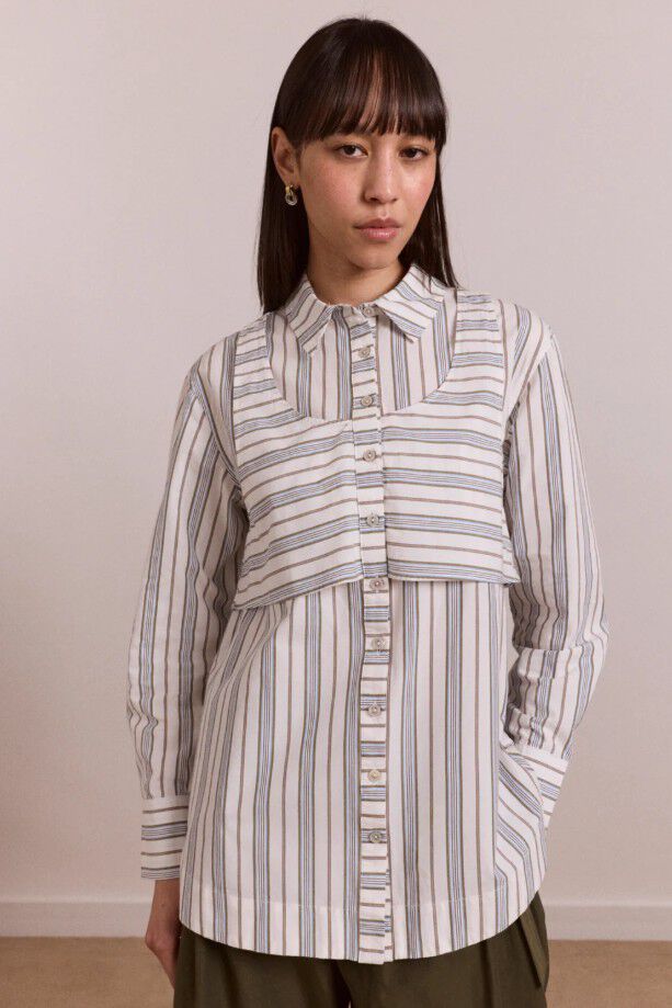 VALERIA DOUBLE LAYER SHIRT - CARAWAY STRIPE