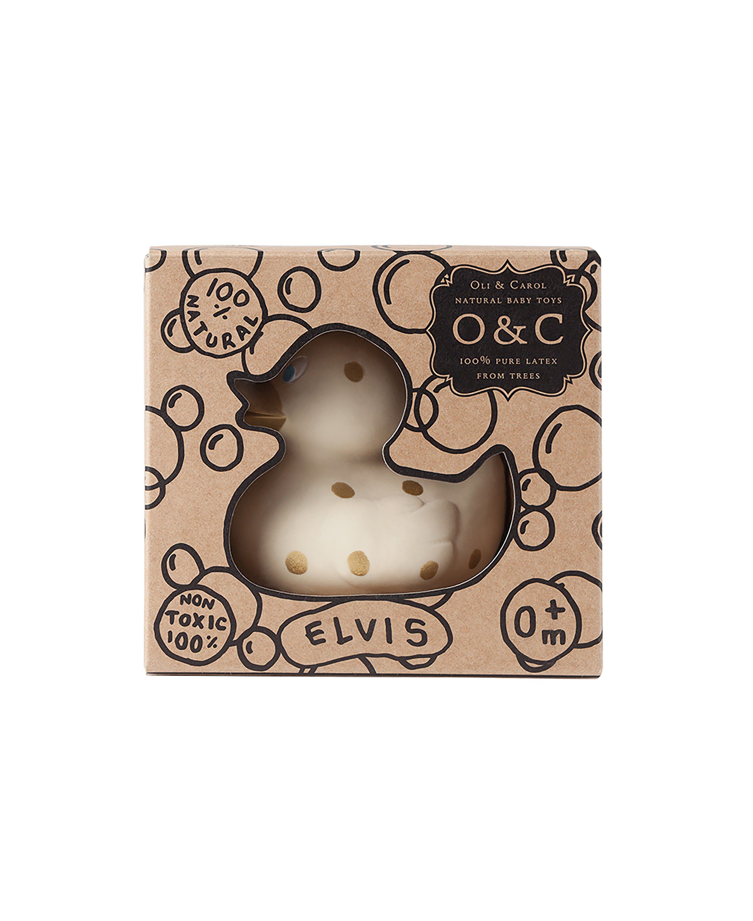 Oli & Carol - Lille Badeand - Hvid m. guld prikker 8cm.