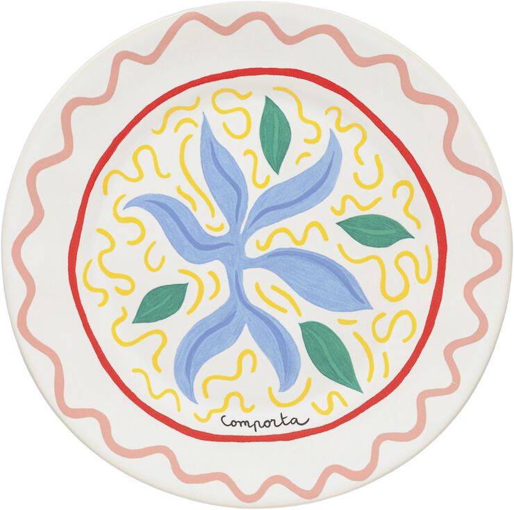 Tallerken flat Bliss 27 cm Blå/Koral/Rosa/Grønn Keramikk