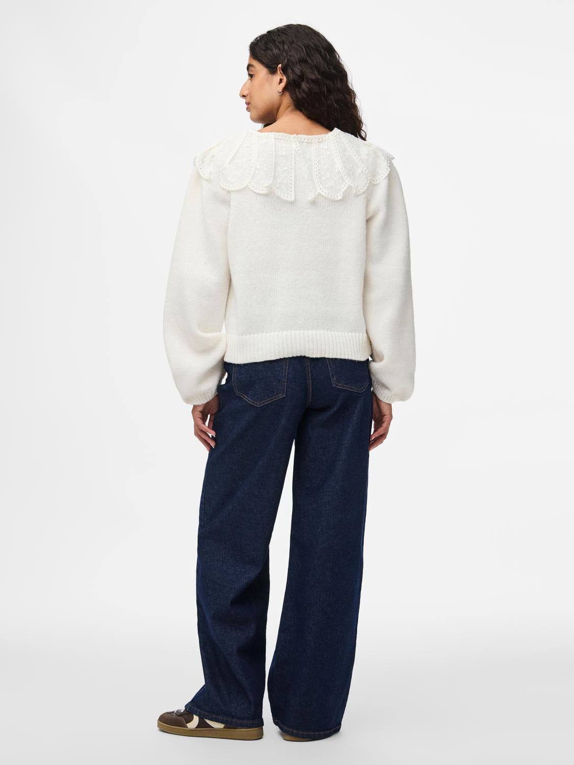 PCABBY LS LACE COLLAR KNIT CARDIGAN