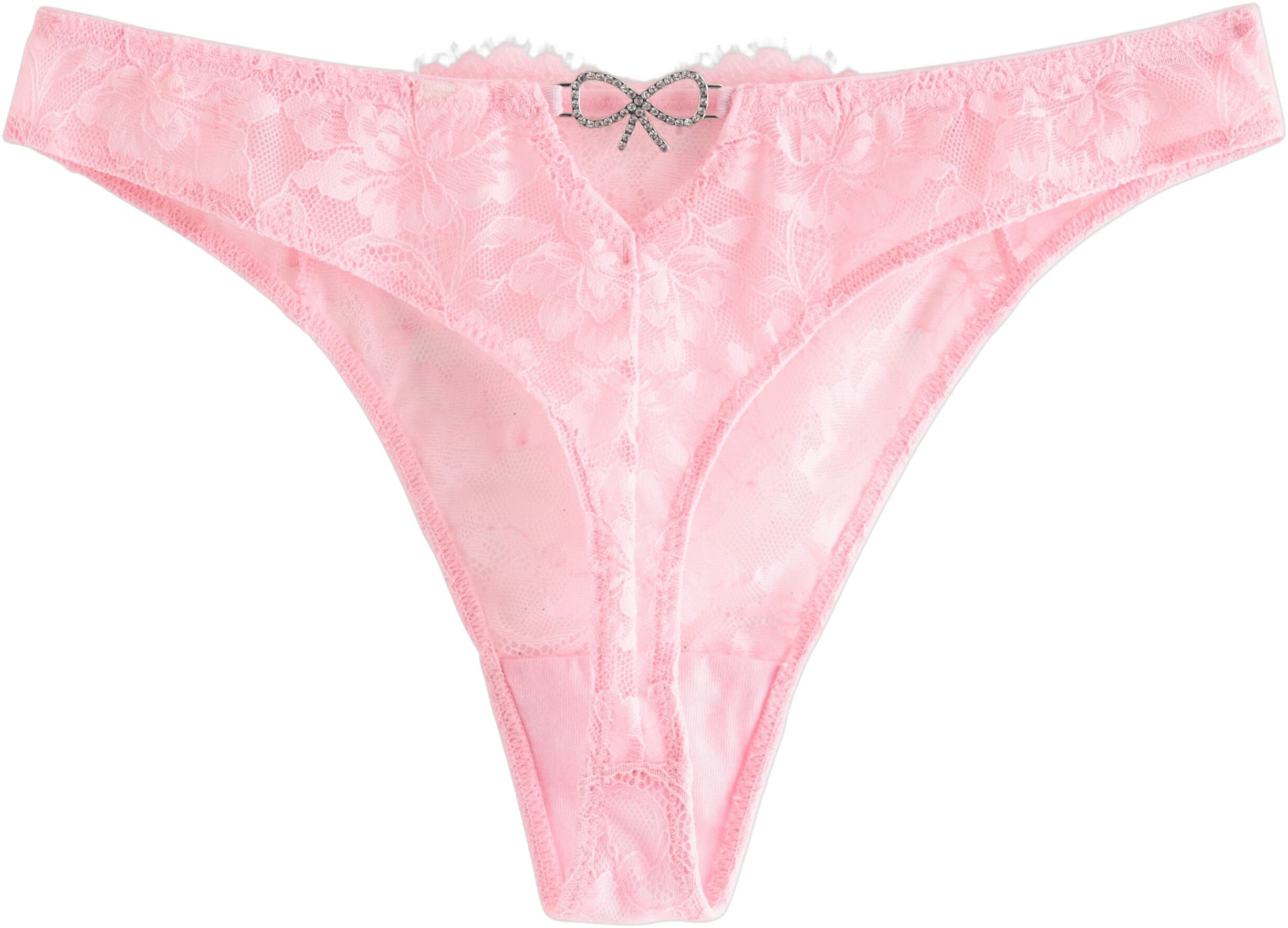 Lace thong with a regular waist.