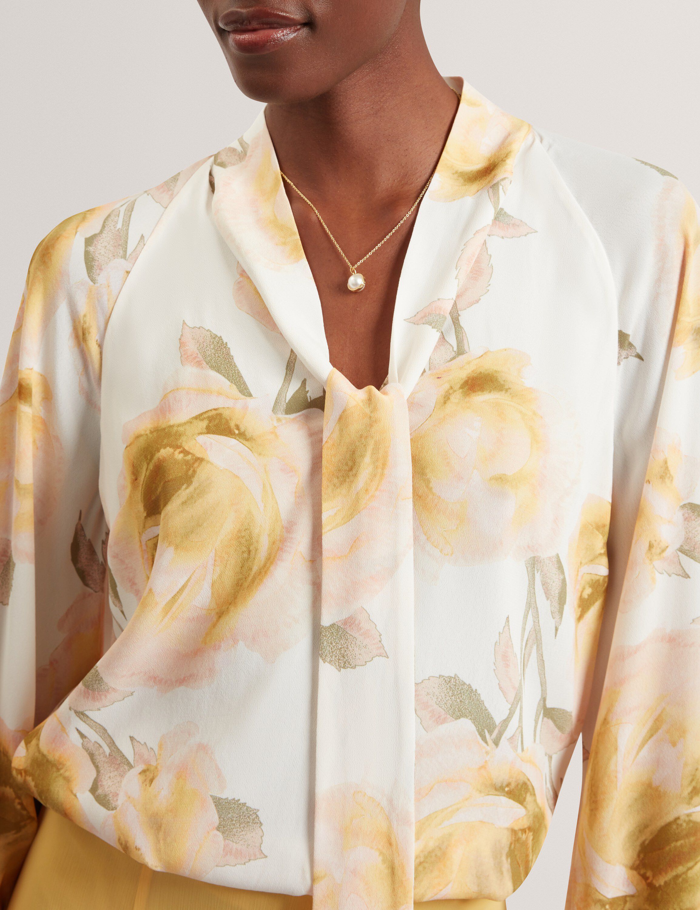 RANDIA Printed Tie Neck Long Sleeve