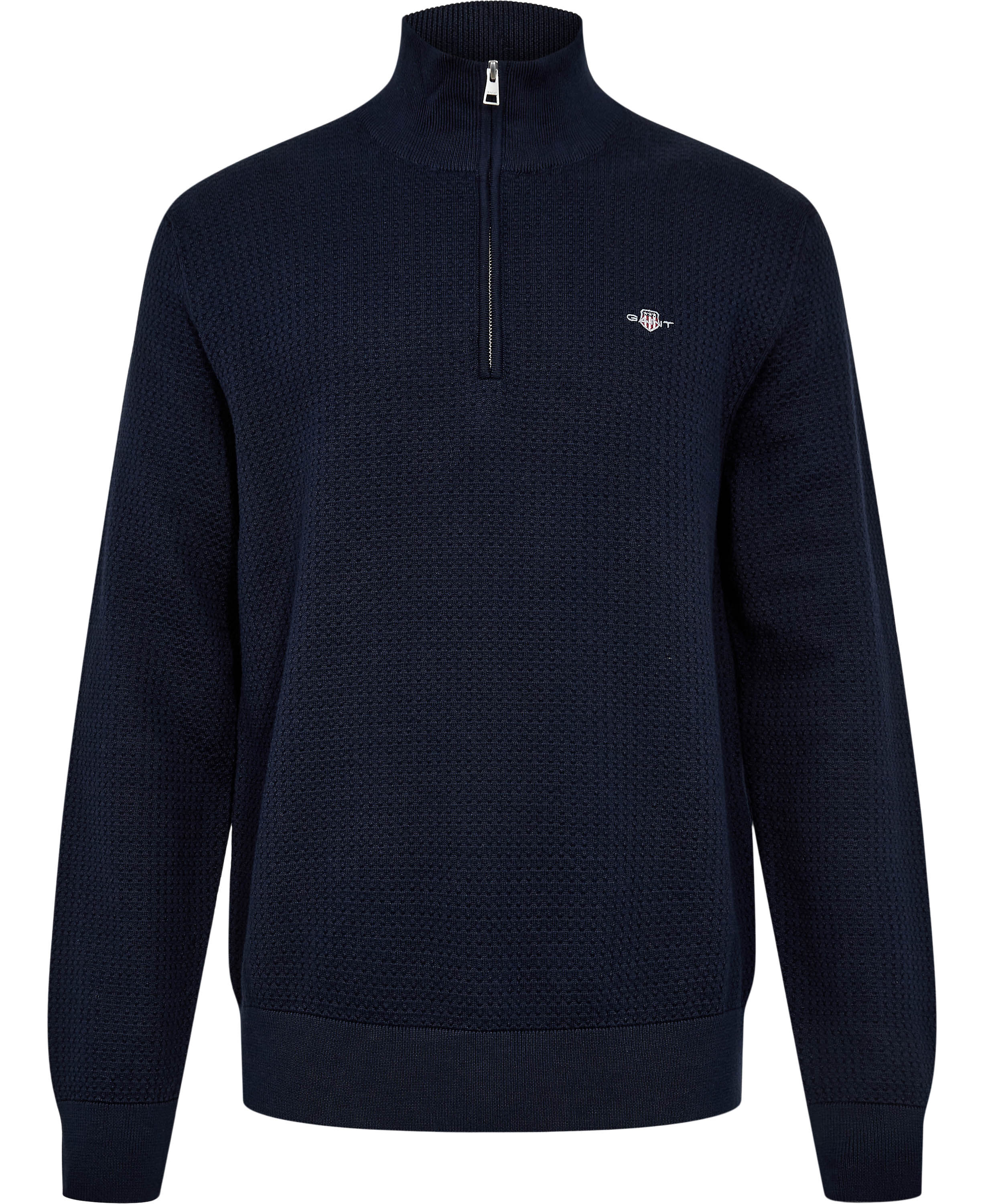 TEXTURED COTTON HALF ZIP