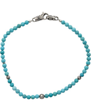 Men's Adorned Stainless Steel Wrap Around Bracelet with Turquoise
