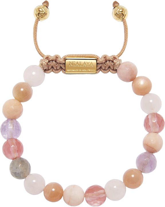 Women's Beaded Bracelet with Cherry Quartz, Rose Quartz, Ame