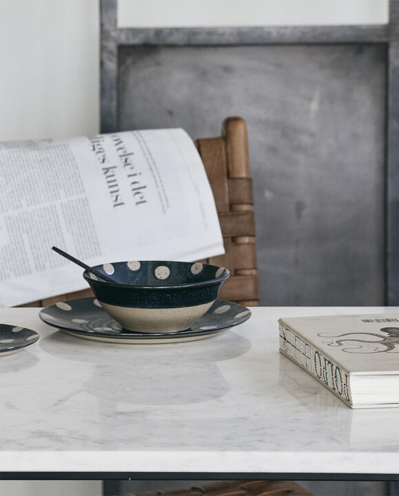 GRAINY dot bowl, dark blue/sand