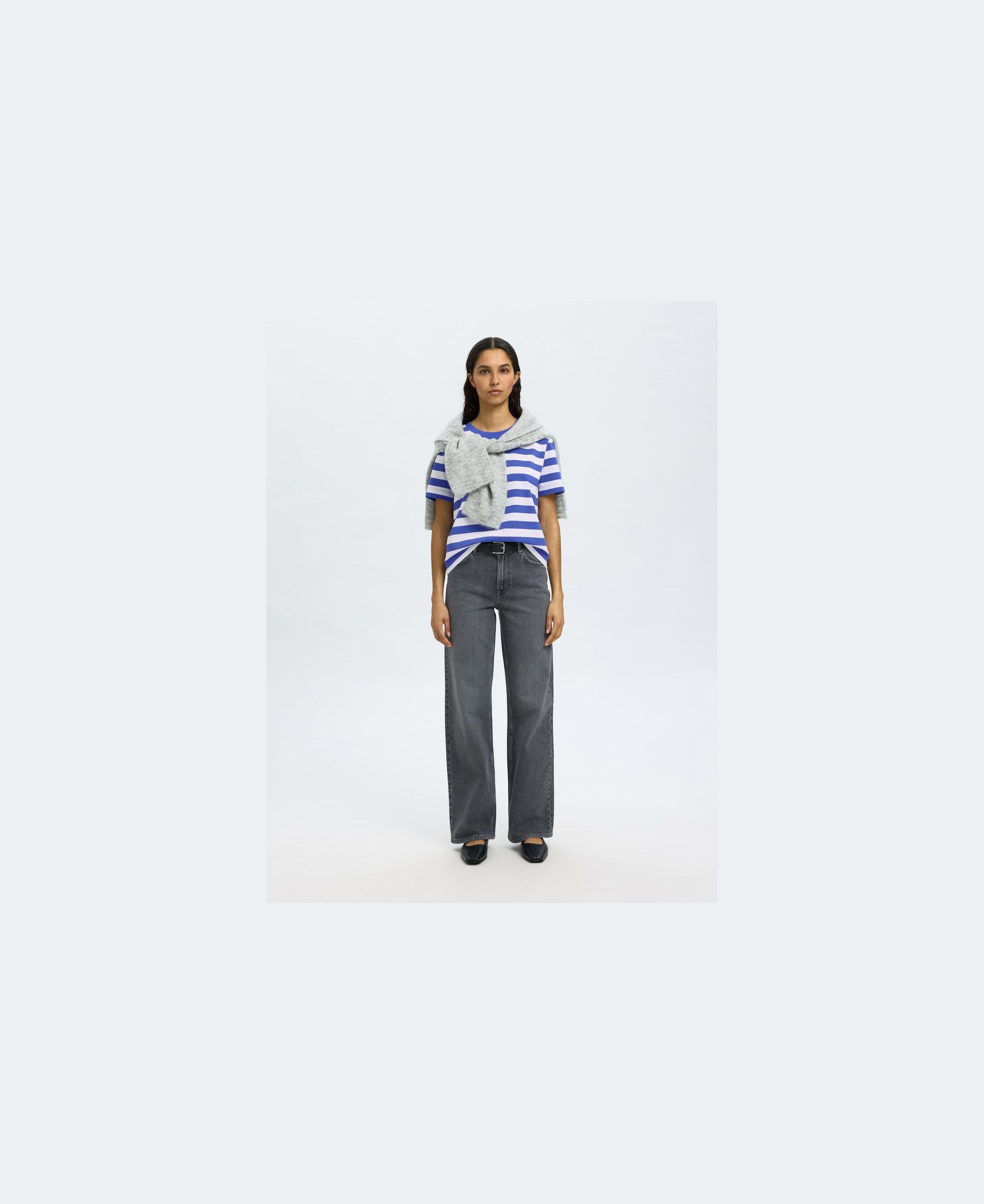 SLFESSENTIAL SS STRIPED BOXY TEE NO