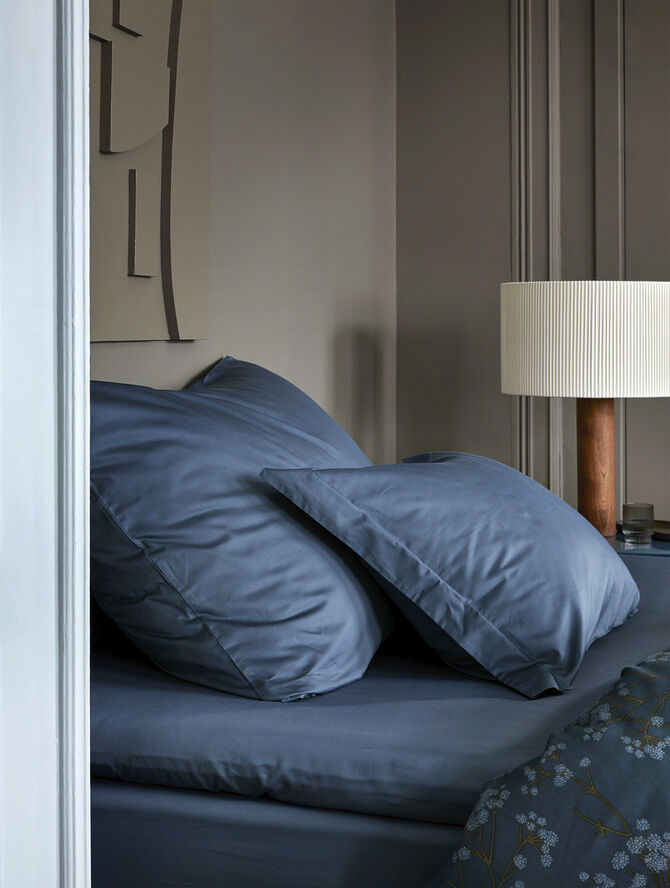 Satin pudebetræk blå