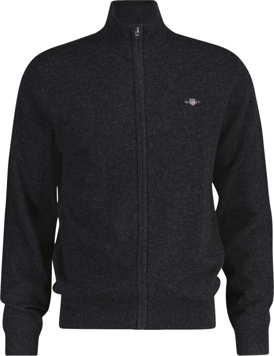 EXTRAFINE LAMBSWOOL ZIP CARDIGAN