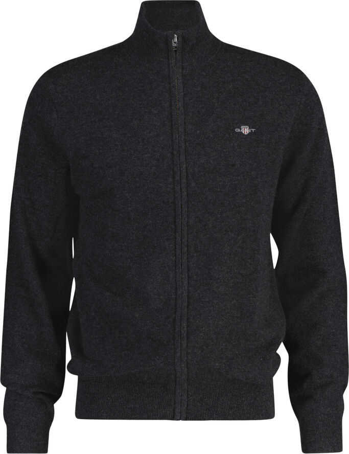 EXTRAFINE LAMBSWOOL ZIP CARDIGAN