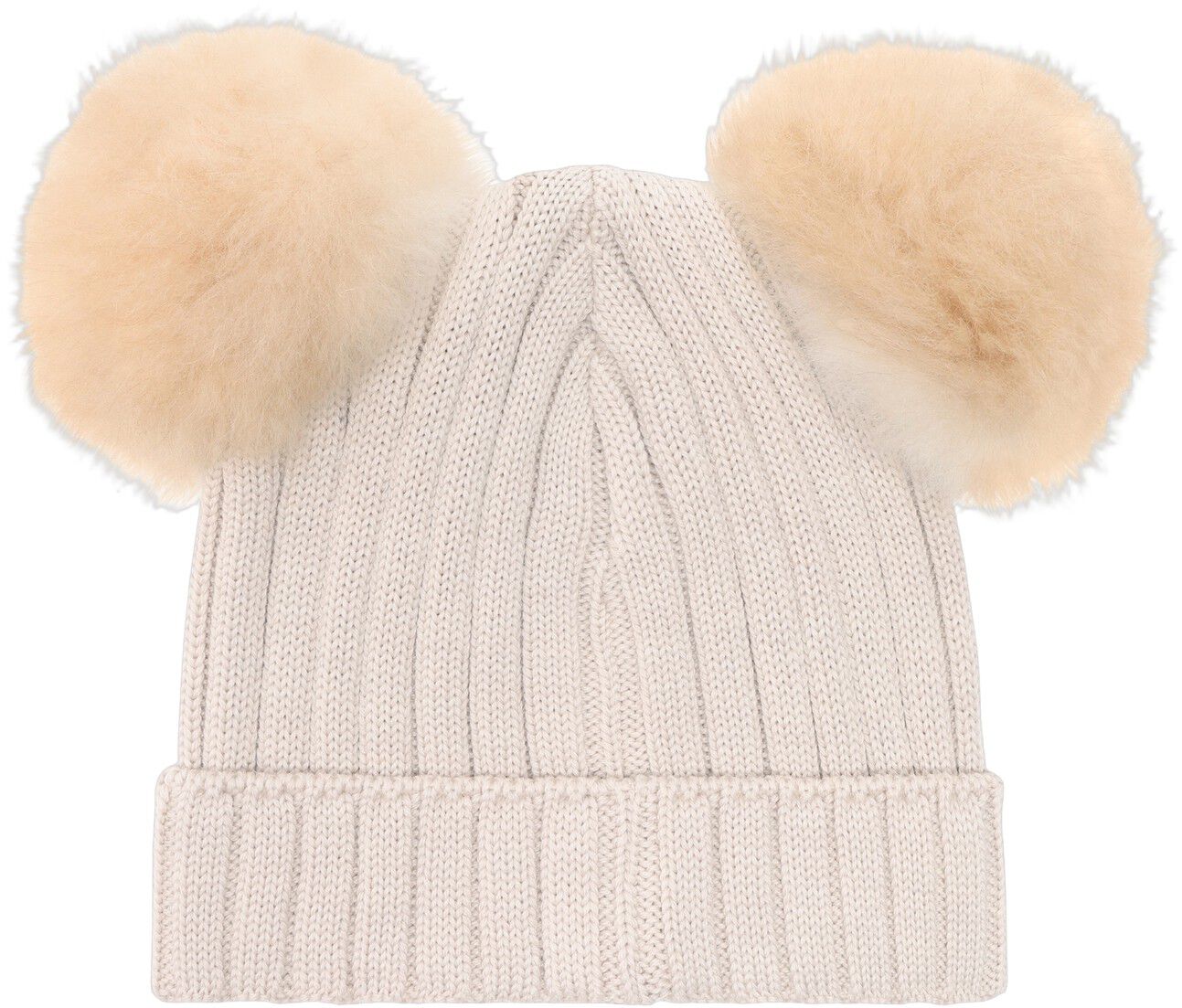 Hat Knit Alpaca Pompoms