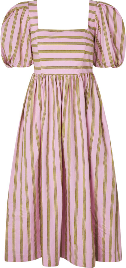 2344 Soft Jacquard Weave, Blouson Sleeve Midi Dress