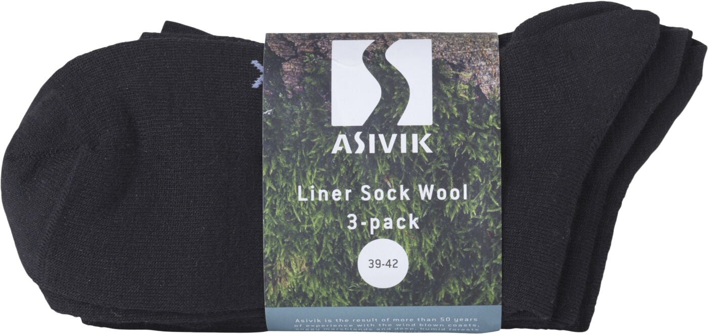 Asivik Liner Sock, Wool, 3-pack