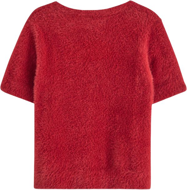 Myk kortermet topp i fjærgarn.