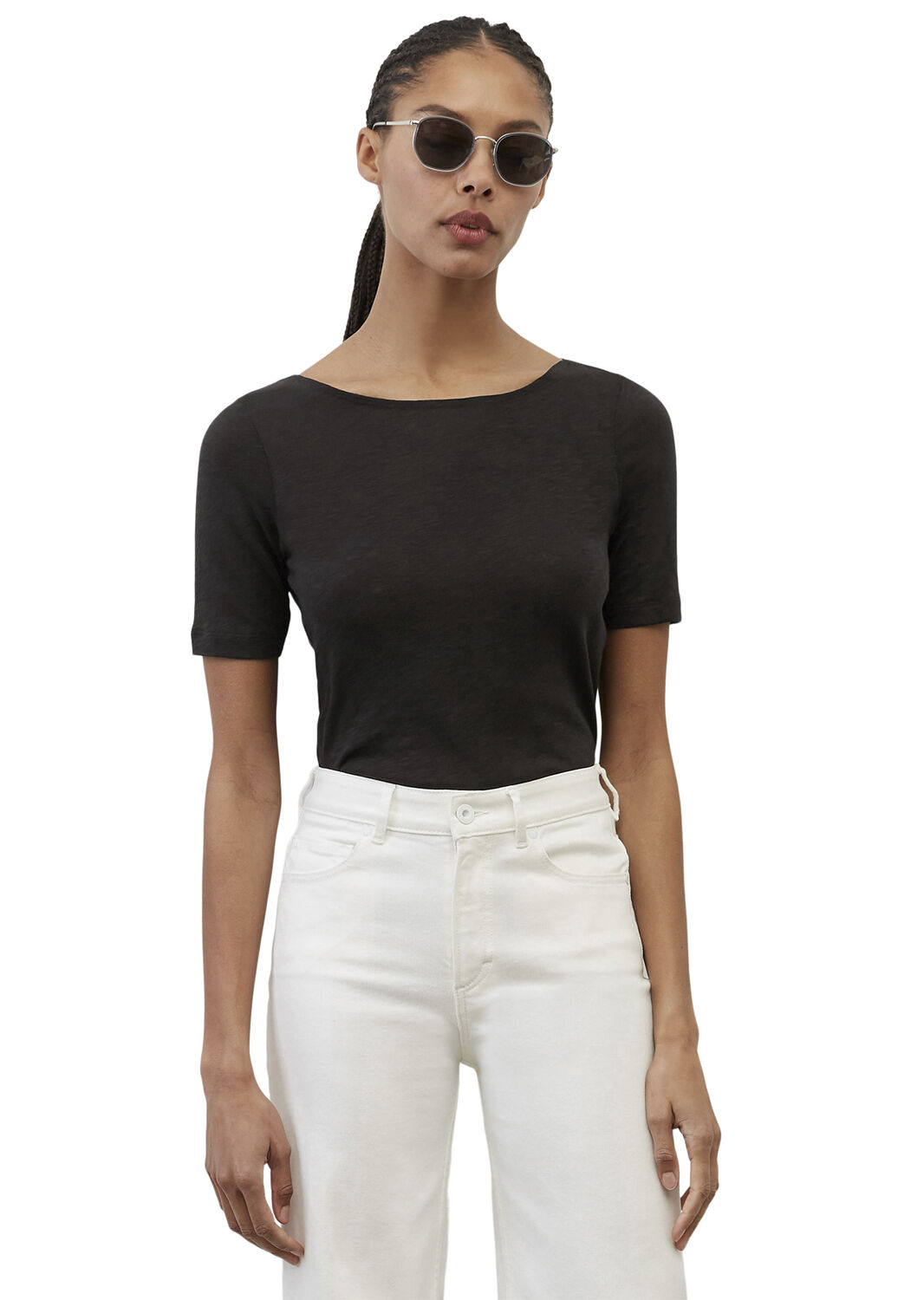 T-shirt, short-sleeve, boat-neck