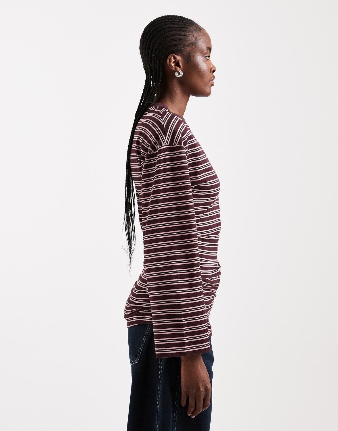 Tsbett L/S Striped Shoulder Top Jrs