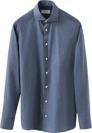 Mid Blue Herringbone Wrinkle Free Flannel Shirt