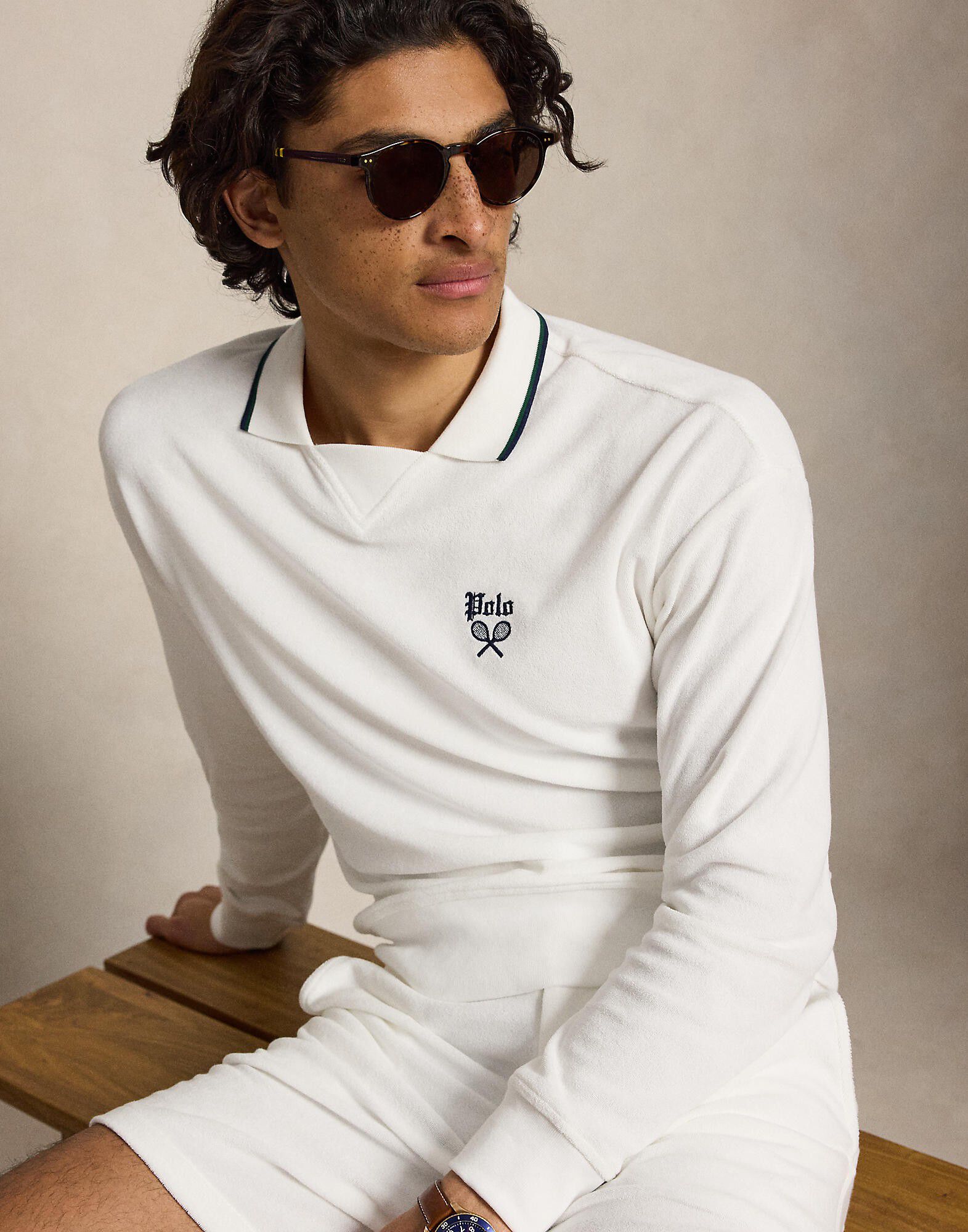 Terry Polo-Collar Sweatshirt