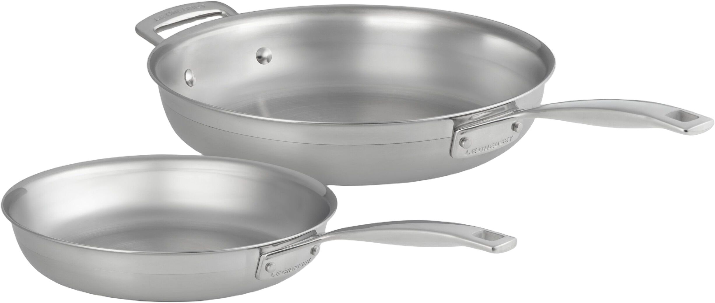 Le Creuset Classic 3-ply rustfrit st&aring;l s&aelig;t m/ 2 stegepander