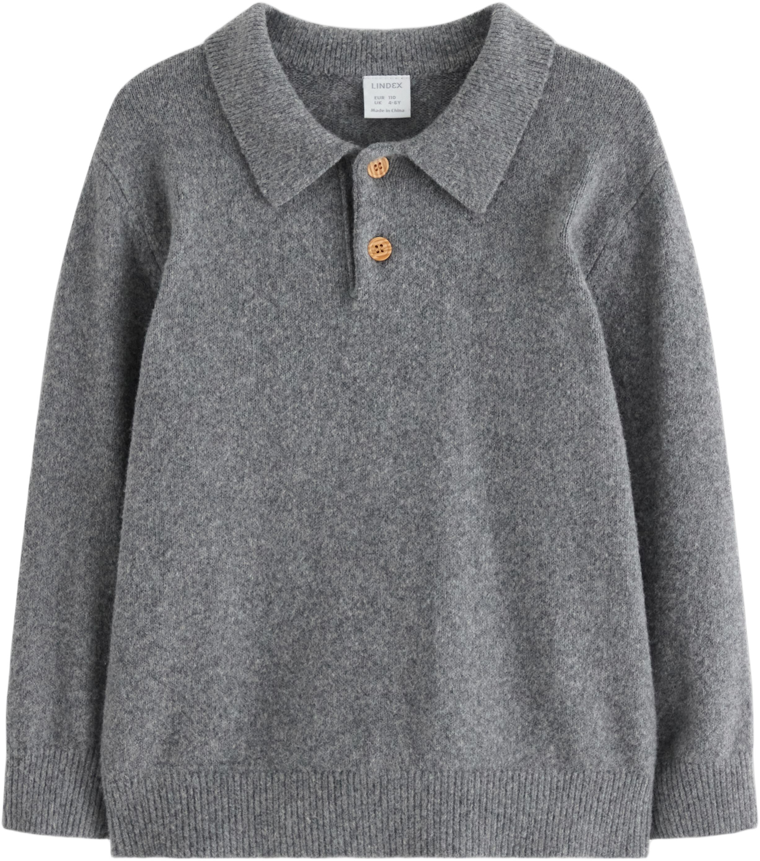 Finstrikket genser med krage og kna