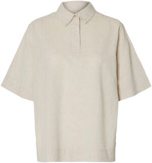 SLFLUISA LINEN BLEND POLO NOOS