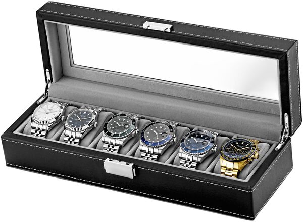 Watch Box 6 Watches Black Synthetic