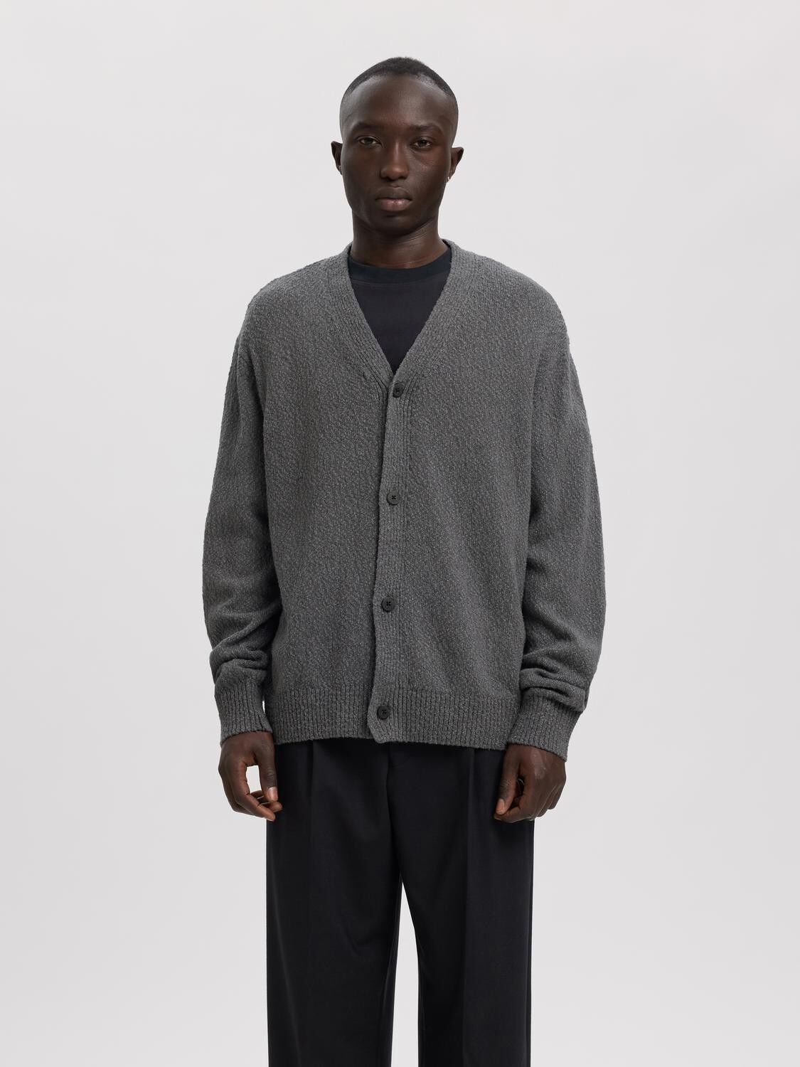 Anrrolf Boucle Ls Knit V-Neck Cardigan