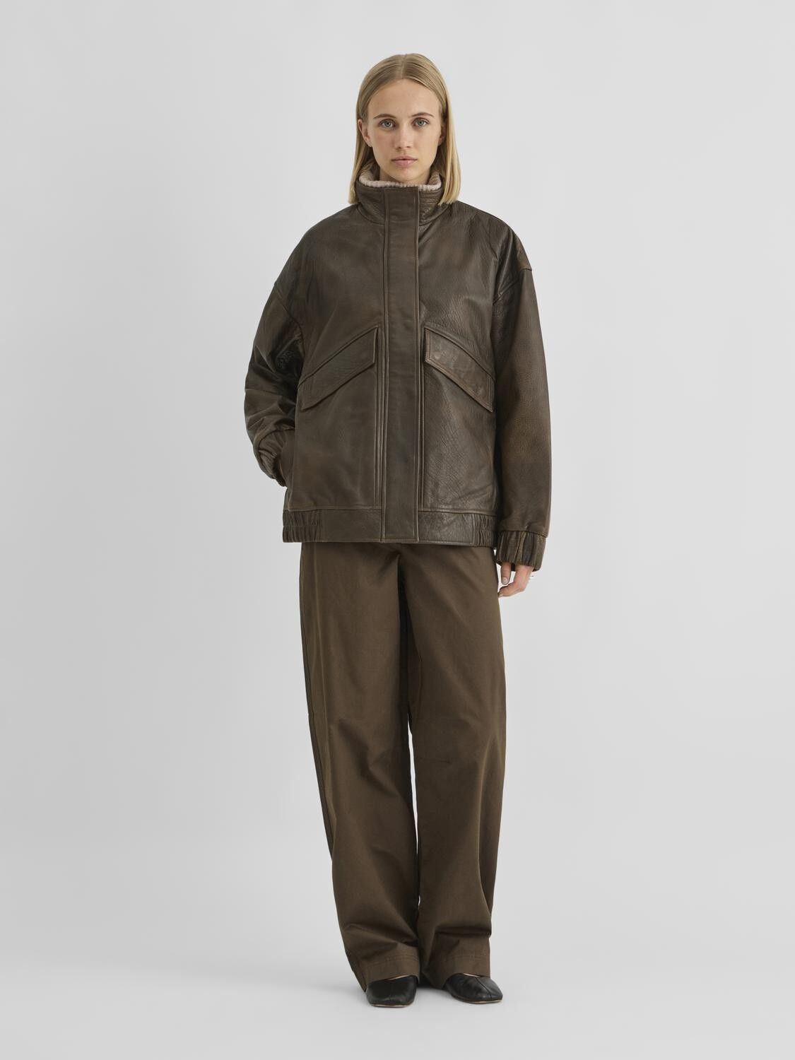 Rousimone L/S Oversized Leather Jacket/1