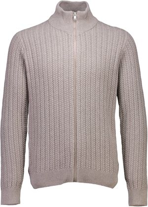 Recycle cabel knit zip cardiga