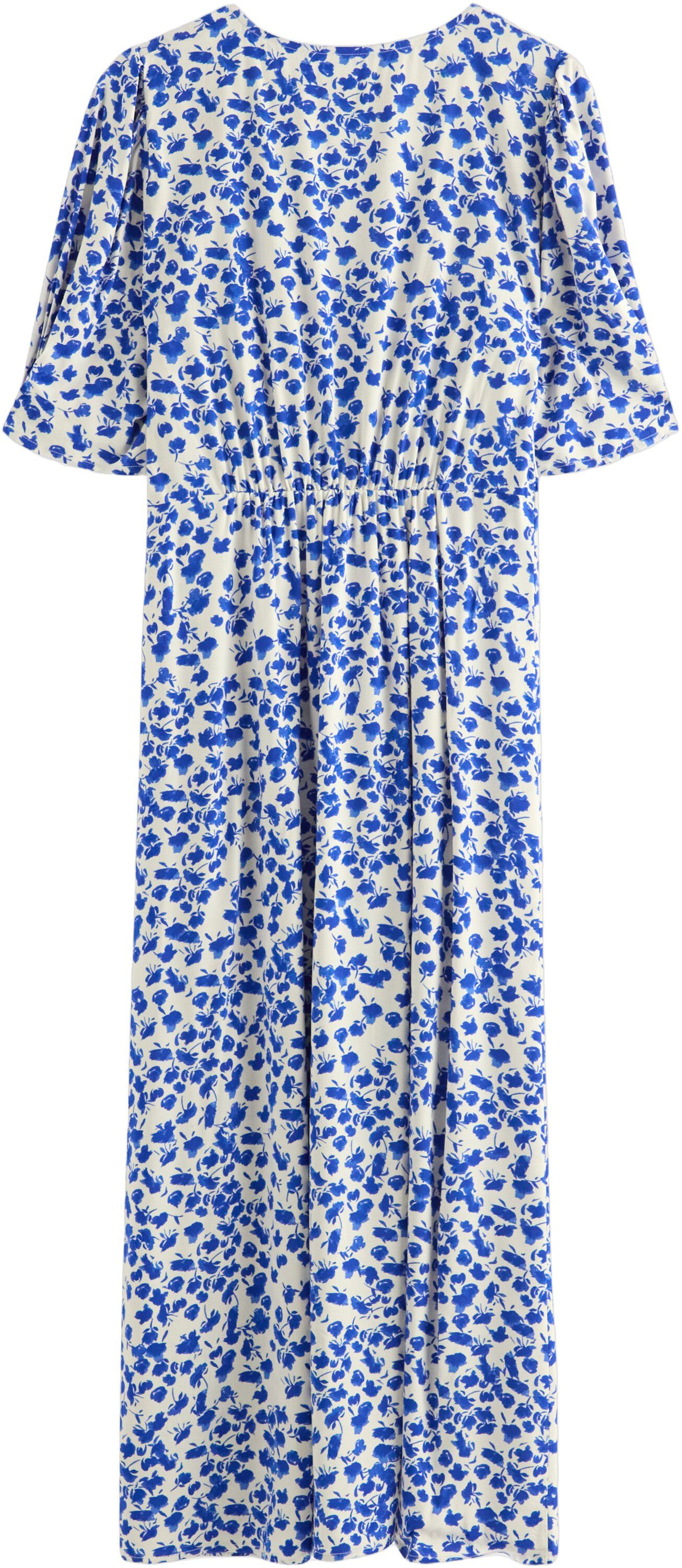 Midi dress with short, puff sleeves