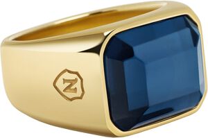 Blue Zircon Signet Ring in Gold