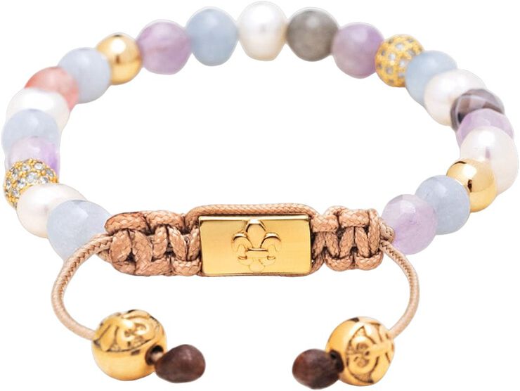 Women's Beaded Bracelet with Aquamarine, Amethyst Lavender,